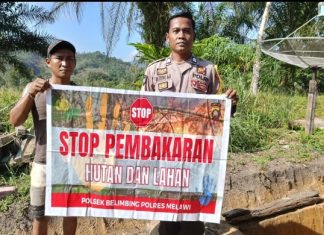 Bhabinkamtibmas Polsek Belimbing Sosialisasikan Stop Pembakaran Hutan dan Lahan
